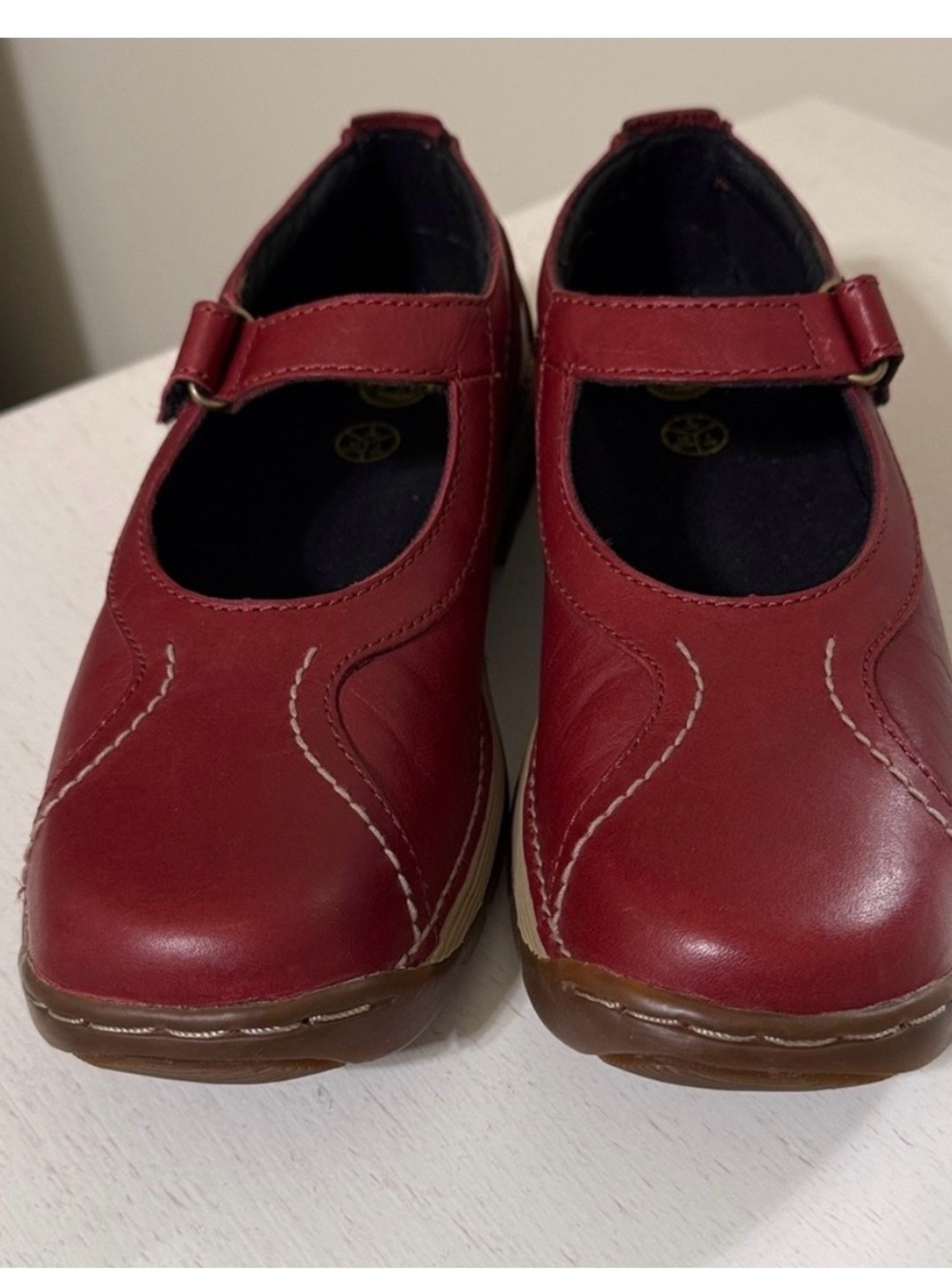 Cherry Red Genuine Leather Mary Jane shoes. Dr. Martens run big in US sizing.